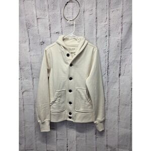 Wies Made Sweater Mens Small S Beige Bodega Cardigan French Terry Shawl Collar